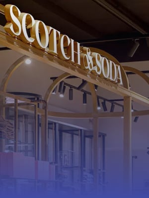 Store interior of tamigo customer Scotch & Soda, showing men's jackets and grooming products.