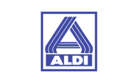 The logo of the global supermarket chain ALDI.