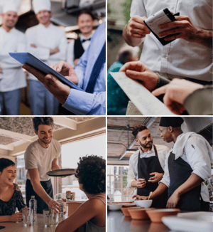 Chef-koks, obers en barpersoneel in de horeca maken efficiënt gebruik van tamigo's restaurant management software voor een verbeterde klantervaring en een gestroomlijnd hospitality management in hun zaak.