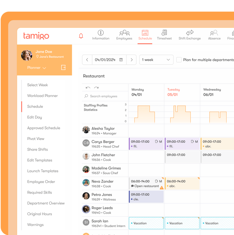 Employee Scheduling Software - tamigo Workforce Management